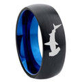 8mm Hammerhead Shark Two-Tone Classic Dome Black Blue Tungsten Engraved Ring