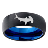 10mm Hammerhead Shark Dome Tungsten Carbide Blue Engagement Ring