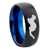 8mm Otter Dome Tungsten Carbide Blue Wedding Band Mens