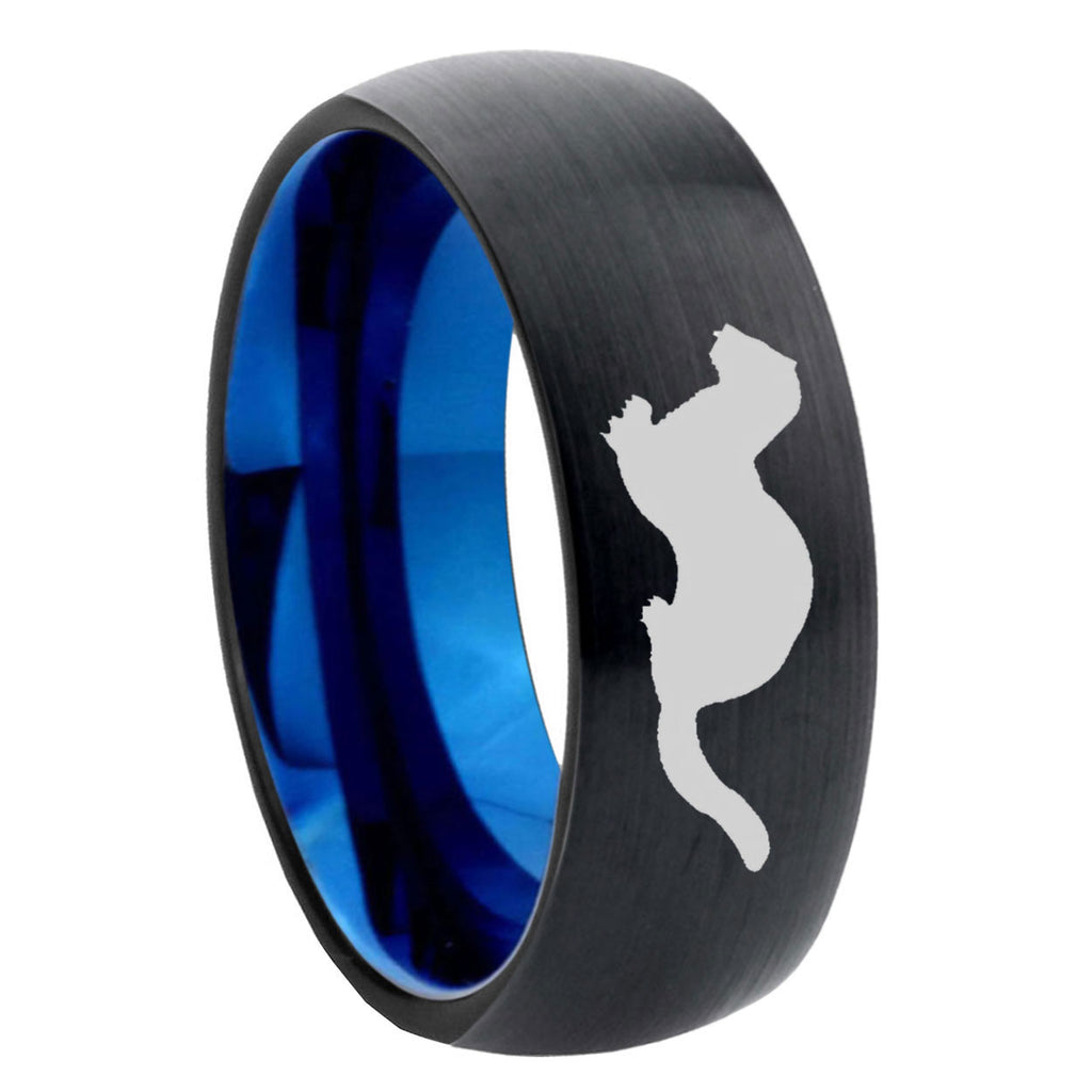 10mm Otter Dome Tungsten Carbide Blue Engagement Ring