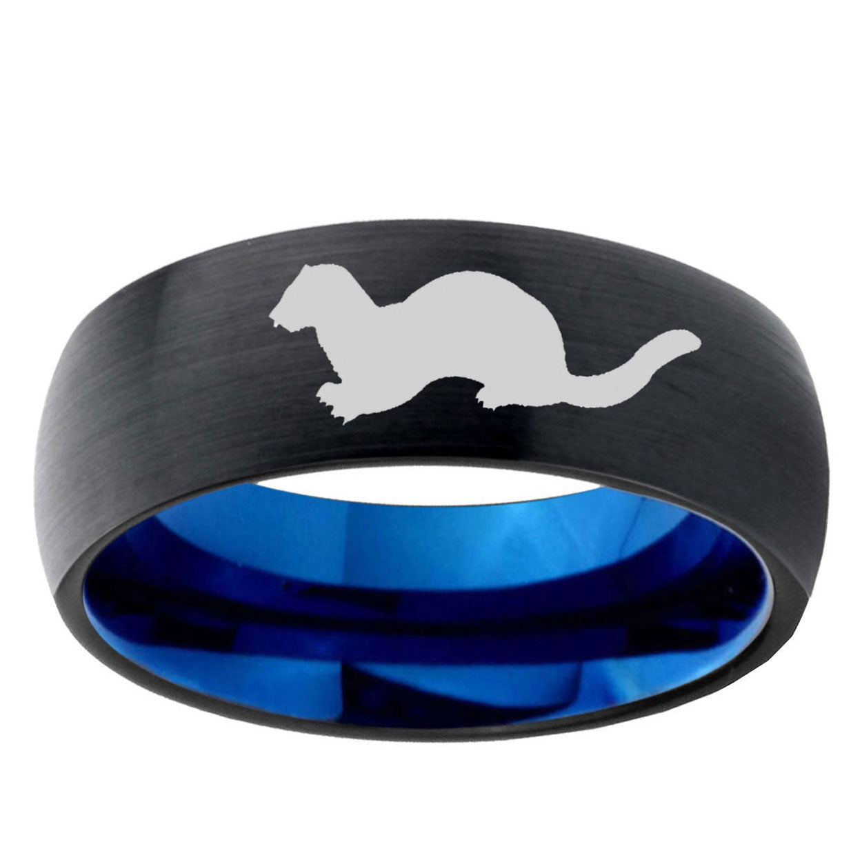 10mm Otter Dome Tungsten Carbide Blue Engagement Ring