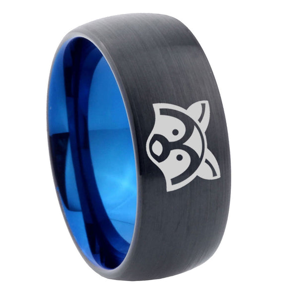 10mm-Raccoon-Animal-Dome-Tungsten-Carbide-Blue-Engagement-Ring