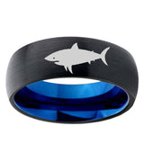 5, 8mm Shark Dome Tungsten Carbide Blue Wedding Band Mens