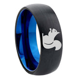 8mm Squirrel Dome Tungsten Carbide Blue Wedding Band Mens