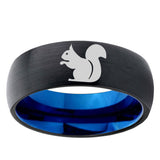 5, 8mm Squirrel Dome Tungsten Carbide Blue Wedding Band Mens