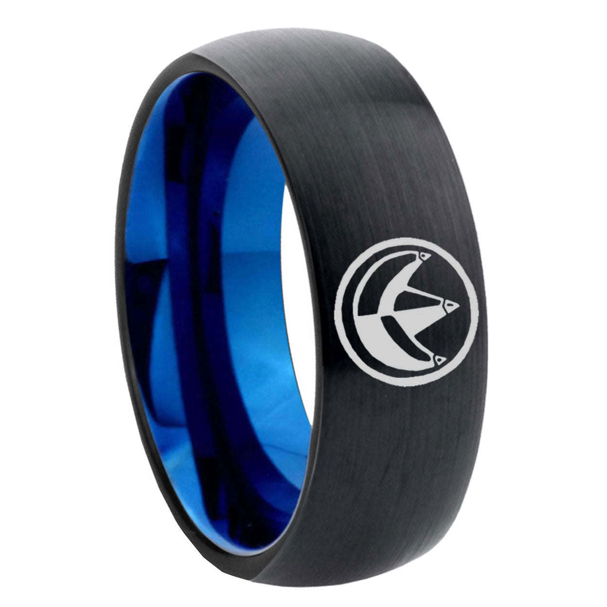 10mm Green Ranger Power Dome Tungsten Carbide Blue Engagement Ring