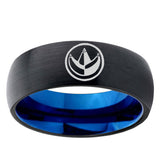 5, 8mm Green Ranger Power Dome Tungsten Carbide Blue Wedding Band Mens