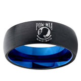 5mm Military Pow Dome Black And Blue Tungsten Carbide Custom Mens Ring