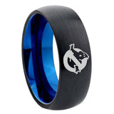 8mm Ghostbusters Dome Tungsten Carbide Blue Engagement Ring