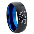 8mm Waylon Jennings Two-Tone Classic Dome Black Blue Tungsten Engraved Ring