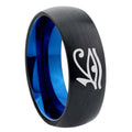 8mm Seeing Eye Two-Tone Classic Dome Black Blue Tungsten Engraved Ring