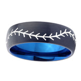 10mm-Baseball-Dome-Tungsten-Carbide-Blue-Men's-Band-Ring