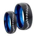 Baseballs Dome Blue Tungsten Couple Band Set