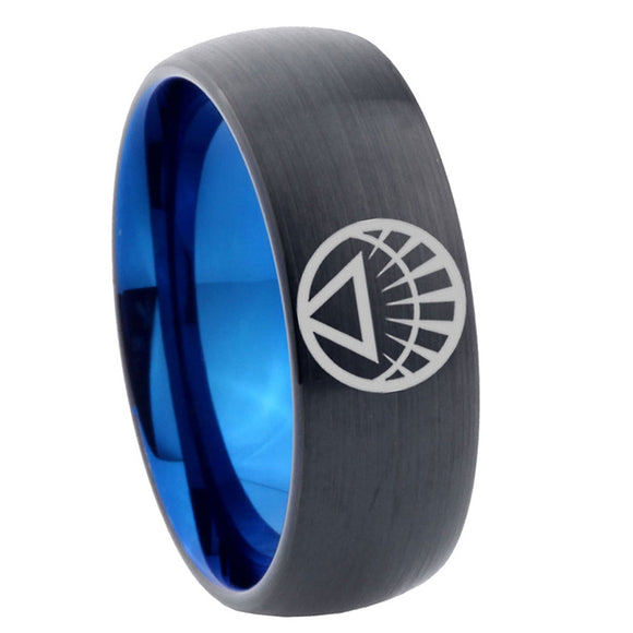 8mm White Lantern Dome Blue Black Tungsten Wedding Rings For Her