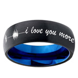 5mm Sound Wave, I love you more Dome Black And Blue Tungsten Carbide Men's Wedding Ring