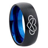 8mm Infinity Love Dome Tungsten Carbide Blue Mens Band Ring
