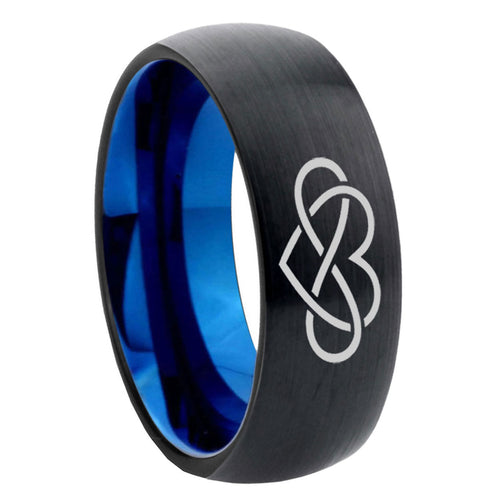 10mm Infinity Love Dome Tungsten Carbide Blue Men's Wedding Ring