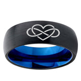10mm Infinity Love Dome Tungsten Carbide Blue Men's Wedding Ring