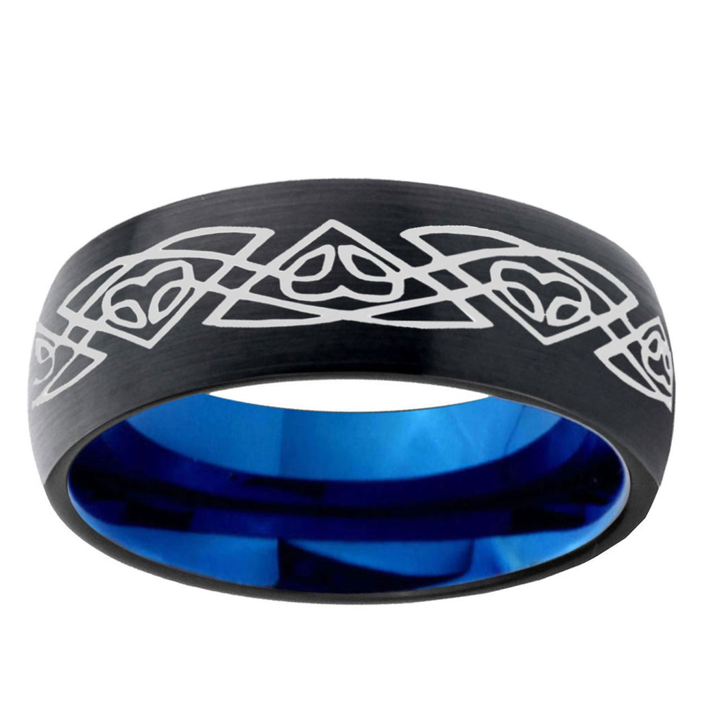 10mm Celtic Braided Dome Tungsten Carbide Blue Engagement Ring