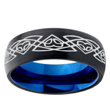 5, 8mm Celtic Braided Dome Tungsten Carbide Blue Wedding Band Mens