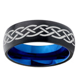 5, 8mm Celtic Knot Dome Tungsten Carbide Blue Wedding Band Mens
