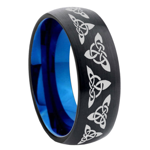 10mm Celtic Knot Dome Tungsten Carbide Blue Engagement Ring