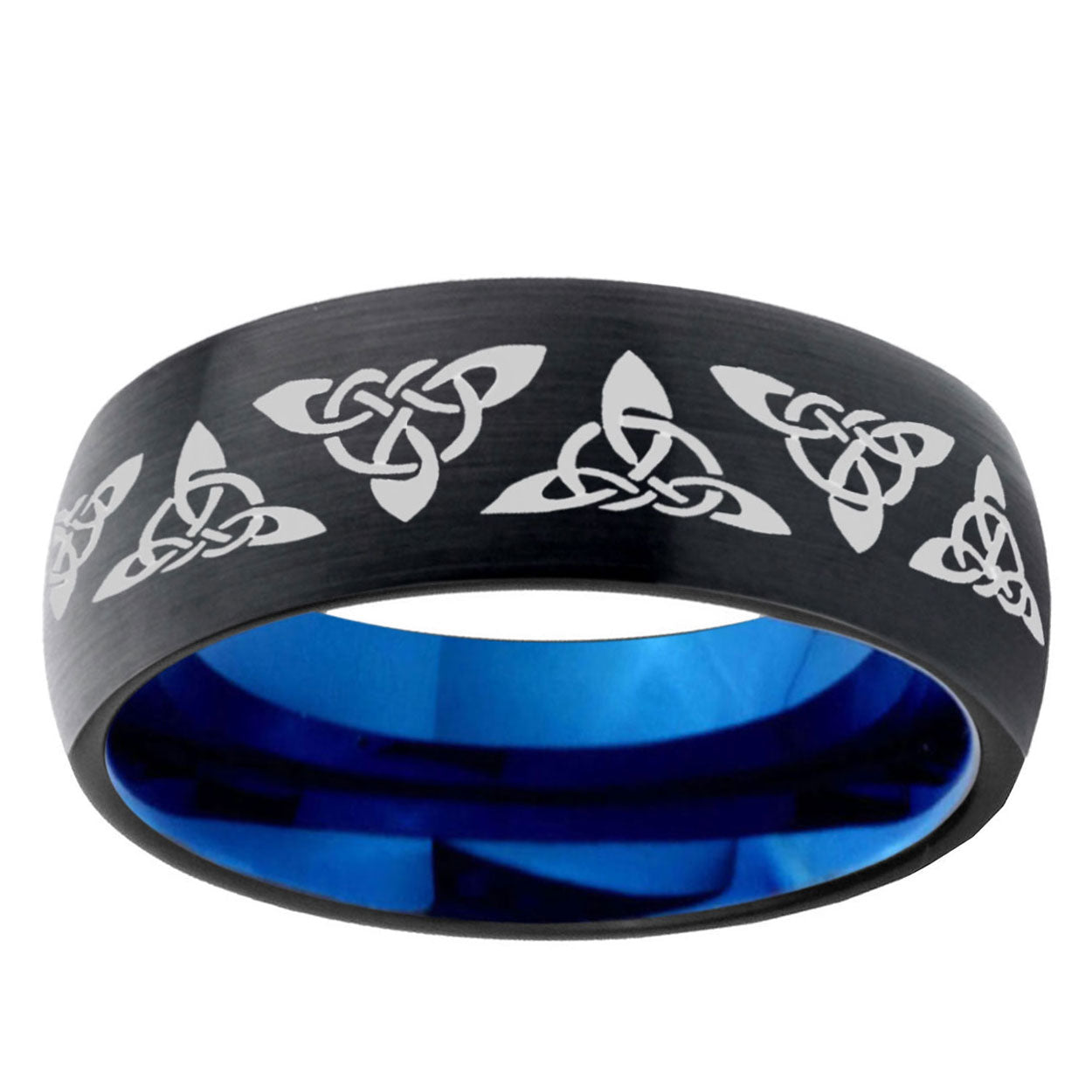 10mm Celtic Knot Dome Tungsten Carbide Blue Engagement Ring