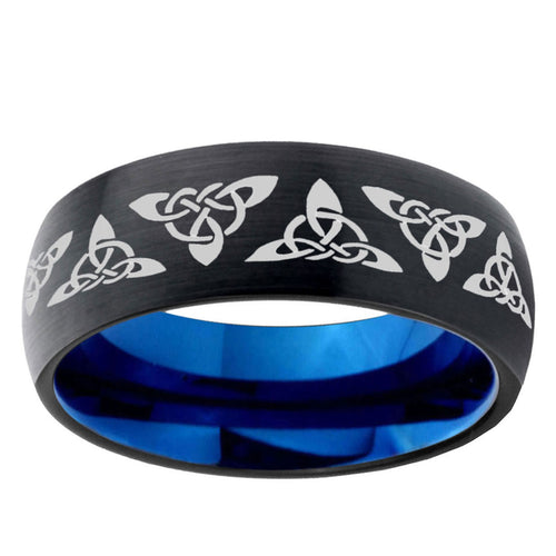 10mm Celtic Knot Dome Tungsten Carbide Blue Engagement Ring