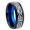 10mm Celtic Dragon Dome Tungsten Carbide Blue Engagement Ring