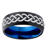 10mm Laser Celtic Knot Dome Tungsten Carbide Blue Engagement Ring