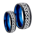 Celtic Knot Loves Dome Blue Tungsten Bridal Ring Set
