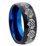 10mm Celtic Knot Heart Dome Tungsten Carbide Blue Engagement Ring
