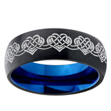 10mm Celtic Knot Heart Dome Tungsten Carbide Blue Engagement Ring
