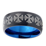 8mm-Medieval-Cross-Dome-Tungsten-Carbide-Blue-Wedding-Band-Mens