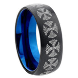 10mm Medieval Cross Dome Tungsten Carbide Blue Engagement Ring