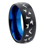 8mm Flying Geese Hunting Dome Tungsten Carbide Blue Wedding Band Mens
