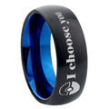 8mm Pokeball Pokemon Two-Tone Classic Dome Black Blue Tungsten Engraved Ring
