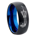 8mm Geekery Oathkeeper Kingdom Hearts Two-Tone Classic Dome Black Blue Tungsten Engraved Ring