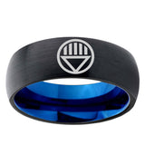 5, 8mm Black Lantern Dome Blue Black Tungsten Men's Ring