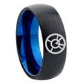 8mm Orange lantern Two-Tone Classic Dome Black Blue Tungsten Engraved Ring