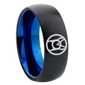 8mm Larfleeze Green Lantern Two-Tone Classic Dome Black Blue Tungsten Engraved Ring