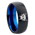 8mm Transformers Maximal Two-Tone Classic Dome Black Blue Tungsten Engraved Ring