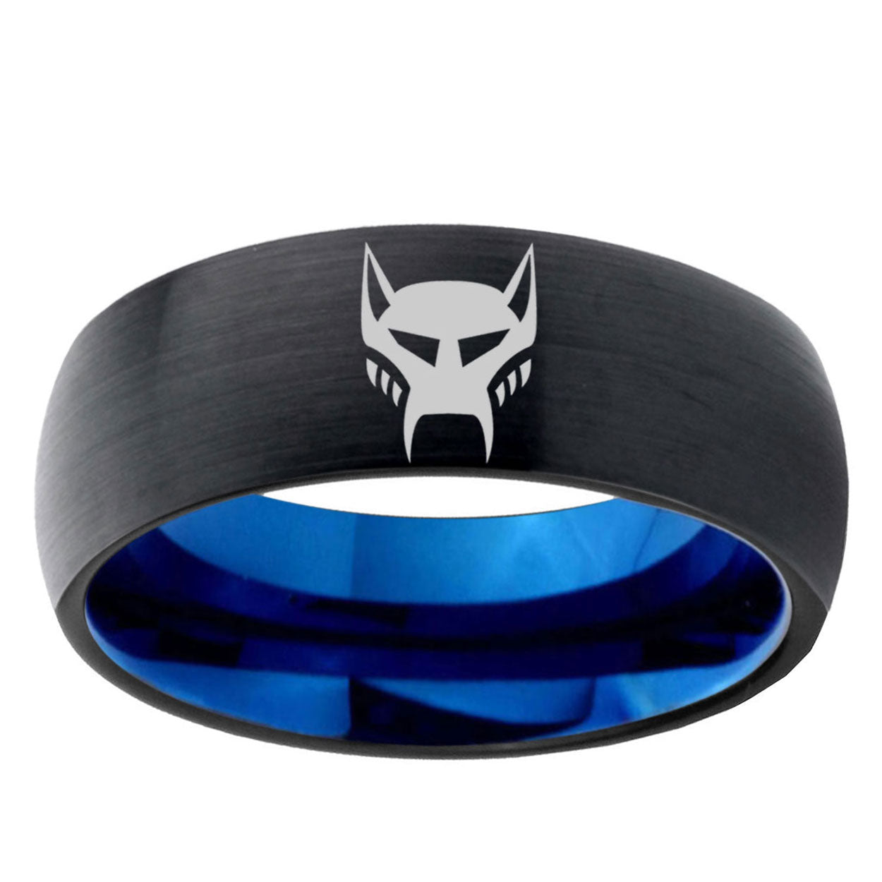5mm Transformers Maximal Two-Tone Classic Dome Black Blue Tungsten Engraved Ring