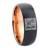 8mm-Dome-Black-and-Rose-Gold-Tungsten-Floral-Initial-Letter-M,-Monogram-Wedding-Band