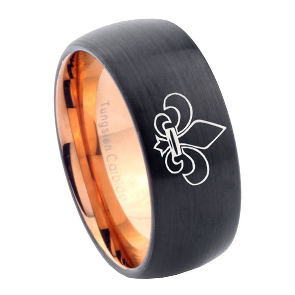 8mm-Fleur-De-Lis-Dome-Tungsten-Carbide-Rose-Gold-Anniversary-Ring