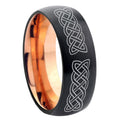 8mm Celtic knot Two-Tone Classic Dome Black Rose Gold Tungsten Wedding Band