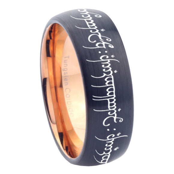 8mm Lord Of The Rings Dome Rose Gold Black Tungsten Carbide Ring