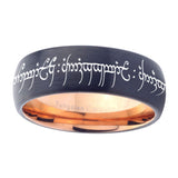 5, 8mm Lord Of The Rings Dome Rose Gold Black Tungsten Carbide Ring