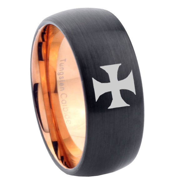 8mm-Maltese-Cross-Dome-Tungsten-Carbide-Rose-Gold-Anniversary-Ring