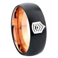 8mm Arami Sergeant Major Two-Tone Classic Dome Black Rose Gold Tungsten Wedding Band